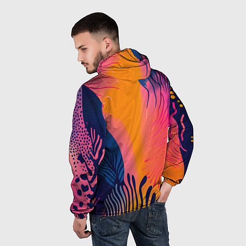 Мужская ветровка Векторная абстракция с растениями - нейросеть / 3D-Белый – фото 4