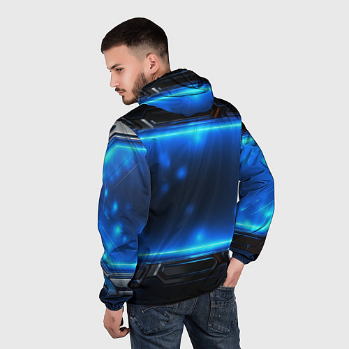 Мужская ветровка Синяя неоновая атмосфера / 3D-Белый – фото 4