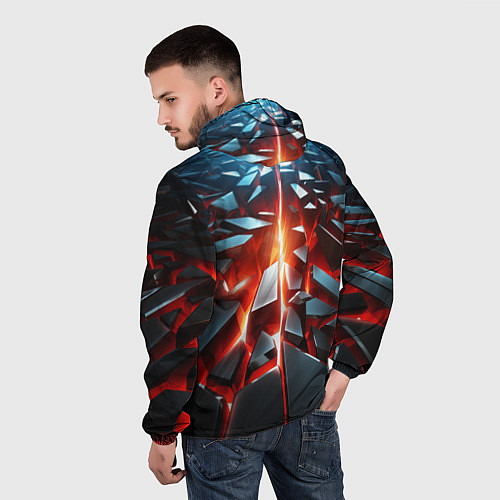 Мужская ветровка Черные слитки над лавой / 3D-Белый – фото 4