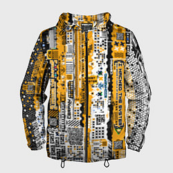 Ветровка с капюшоном мужская Cyberpunk pattern yellow, цвет: 3D-черный