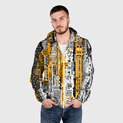 Ветровка с капюшоном мужская Cyberpunk pattern yellow, цвет: 3D-белый — фото 2