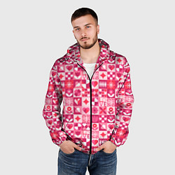Ветровка с капюшоном мужская День святого Валентина - паттерн, цвет: 3D-черный — фото 2