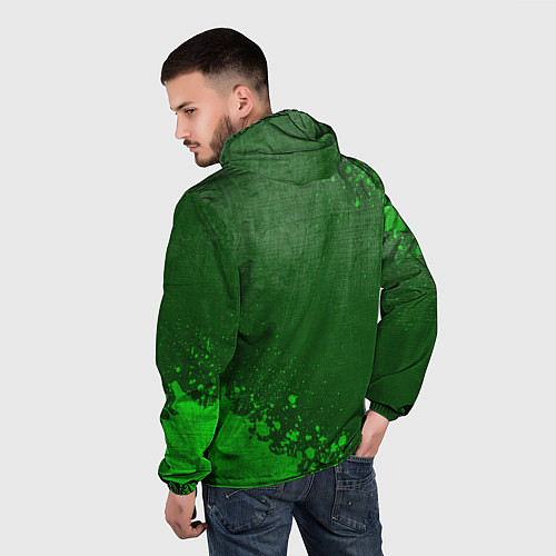 Мужская ветровка Bring Me the Horizon - green gradient вертикально / 3D-Черный – фото 4