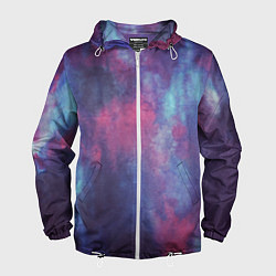 Ветровка с капюшоном мужская Тай-дай космос, цвет: 3D-белый