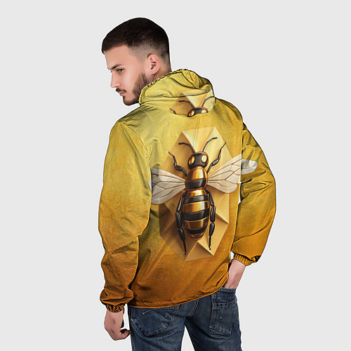Мужская ветровка Пчела на золоте / 3D-Белый – фото 4