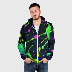 Ветровка с капюшоном мужская Разноцветные кляксы, цвет: 3D-белый — фото 2