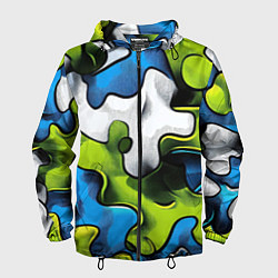 Ветровка с капюшоном мужская Камуфляж в стиле графитти, цвет: 3D-черный