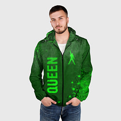 Ветровка с капюшоном мужская Queen - green gradient вертикально, цвет: 3D-черный — фото 2