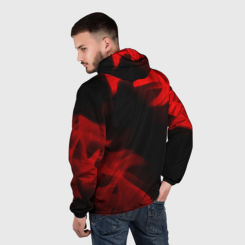 Мужская ветровка Saab - red gradient вертикально / 3D-Черный – фото 4