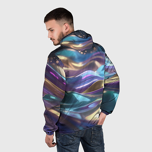 Мужская ветровка Космические мягкие волны / 3D-Белый – фото 4
