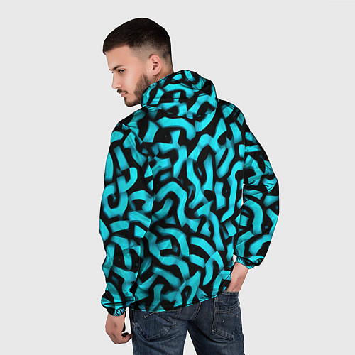 Мужская ветровка Бирюзовая абстракция / 3D-Белый – фото 4
