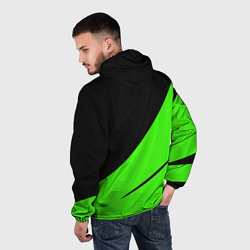 Мужская ветровка Чёрный с зелёным двуцветный / 3D-Черный – фото 4