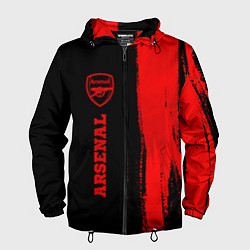 Ветровка с капюшоном мужская Arsenal - red gradient по-вертикали, цвет: 3D-черный