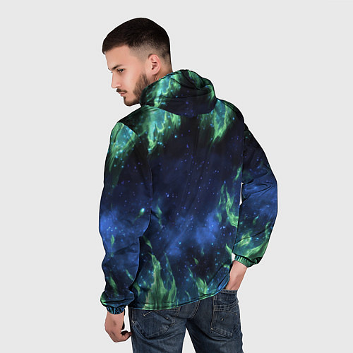 Мужская ветровка Зеленые языки пламени / 3D-Белый – фото 4