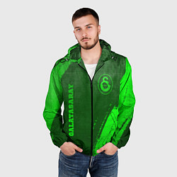 Ветровка с капюшоном мужская Galatasaray - green gradient вертикально, цвет: 3D-черный — фото 2