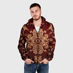 Ветровка с капюшоном мужская Классический бордовый узор, цвет: 3D-черный — фото 2