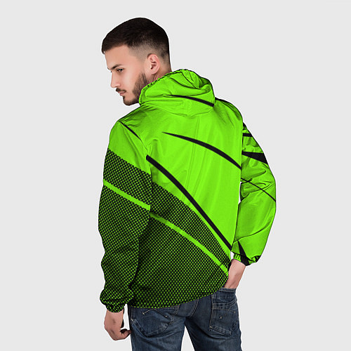 Мужская ветровка Sport ярко-зелёный с чёрным точечный / 3D-Черный – фото 4