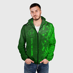 Ветровка с капюшоном мужская Twenty One Pilots - green gradient по-вертикали, цвет: 3D-черный — фото 2