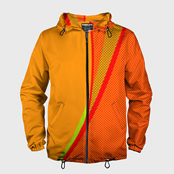 Ветровка с капюшоном мужская Оранжевый с красным абстрактный с текстурой, цвет: 3D-черный