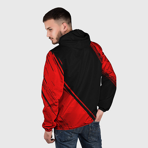 Мужская ветровка Ghost of Tsushima - red gradient вертикально / 3D-Черный – фото 4