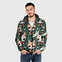 Ветровка с капюшоном мужская Анимешный лис фенек, цвет: 3D-черный — фото 2