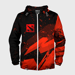 Ветровка с капюшоном мужская Dota 2 - красные брызги, цвет: 3D-белый