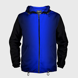 Ветровка с капюшоном мужская Чёрно-синий градиент по центру, цвет: 3D-черный