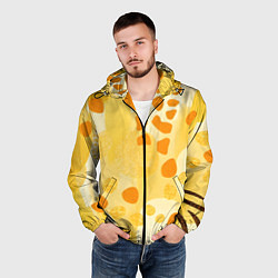 Ветровка с капюшоном мужская Солнечные пятна жирафа, цвет: 3D-черный — фото 2