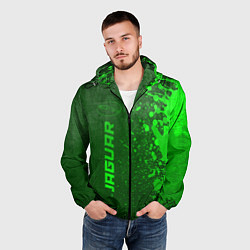 Ветровка с капюшоном мужская Jaguar - green gradient по-вертикали, цвет: 3D-черный — фото 2