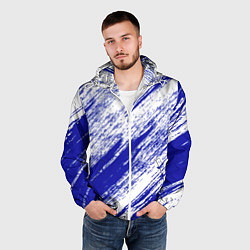 Ветровка с капюшоном мужская The color is white and blue, цвет: 3D-белый — фото 2