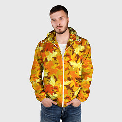 Ветровка с капюшоном мужская Золотая кленовая осень, цвет: 3D-белый — фото 2