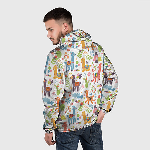 Мужская ветровка Ламы паттерн / 3D-Белый – фото 4