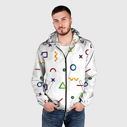 Ветровка с капюшоном мужская Геометрический хаос, цвет: 3D-черный — фото 2