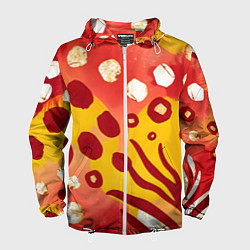 Ветровка с капюшоном мужская Африканский паттерн, цвет: 3D-белый
