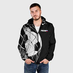 Ветровка с капюшоном мужская Футбольный мяч в сетке ворот, цвет: 3D-черный — фото 2