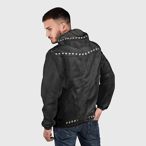 Мужская ветровка Кожаная косуха с клепками / 3D-Черный – фото 4