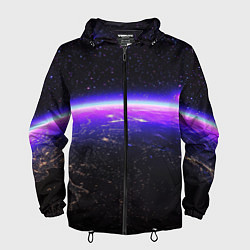 Ветровка с капюшоном мужская Планета и неоновое свечение, цвет: 3D-черный