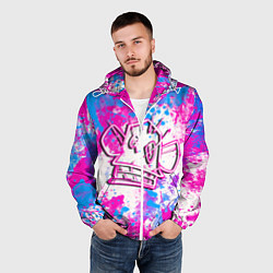 Ветровка с капюшоном мужская Мартышка Джинкс - Arcane, цвет: 3D-белый — фото 2