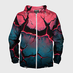 Ветровка с капюшоном мужская Объемные разломы текстура, цвет: 3D-белый