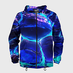 Ветровка с капюшоном мужская Объемные плиты в неоновом свечение, цвет: 3D-черный