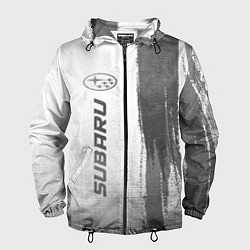 Ветровка с капюшоном мужская Subaru - white gradient по-вертикали, цвет: 3D-черный