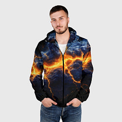 Ветровка с капюшоном мужская Молнии в разбитом небе, цвет: 3D-черный — фото 2