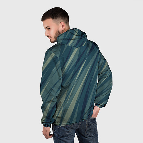 Мужская ветровка Зеленовато-синий полосы / 3D-Белый – фото 4