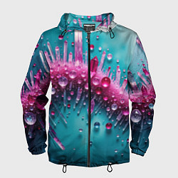 Ветровка с капюшоном мужская Розовые кристаллы, цвет: 3D-черный