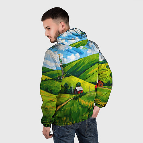 Мужская ветровка Русская деревенька / 3D-Белый – фото 4