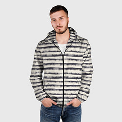 Ветровка с капюшоном мужская Тёмные полосы на светлом, цвет: 3D-черный — фото 2