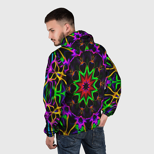 Мужская ветровка Неоновая геометрия узоры / 3D-Белый – фото 4