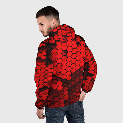 Мужская ветровка BMW карбоновая абстракция / 3D-Белый – фото 4