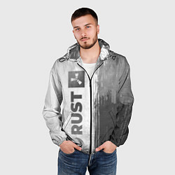 Ветровка с капюшоном мужская Rust - white gradient по-вертикали, цвет: 3D-черный — фото 2