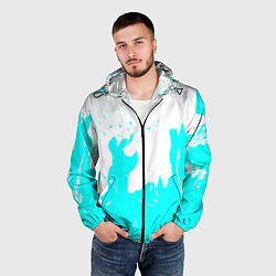 Ветровка с капюшоном мужская Голубой огонь текстура, цвет: 3D-черный — фото 2